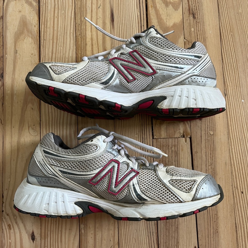 New Balance 470 Womens 10 Silver White Pink Y2K Mesh Athletic Running Shoes - Picture 3 of 11